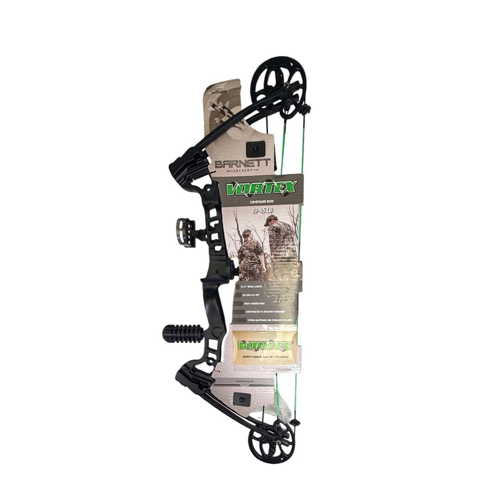 Barnett Vortex Youth Compound Bow 19-45lb Right Hand Black Green Draw sight Man